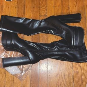 Knee high black platform boots brand new